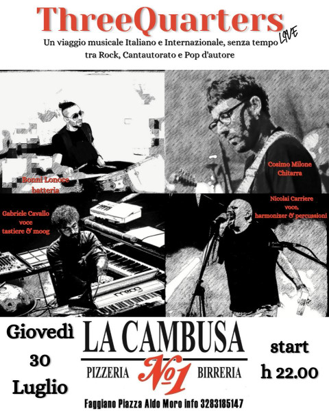 LA CAMBUSA PUB SUMMER LIVE 2026 ThreeQuarters #LIVE@La Cambusa Pub - Faggiano (Ta)